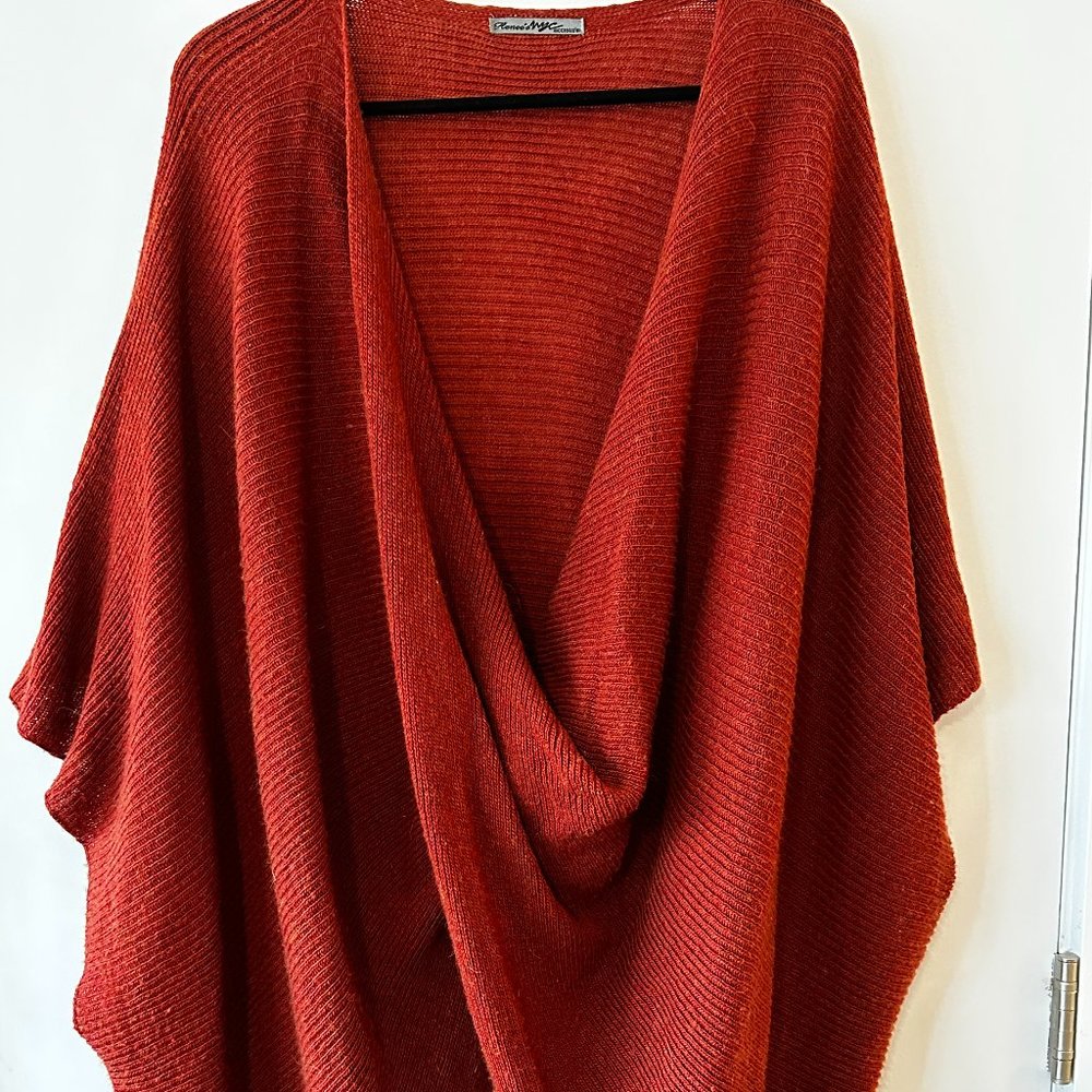 Oversized Burnt Orange Wrap Shrug